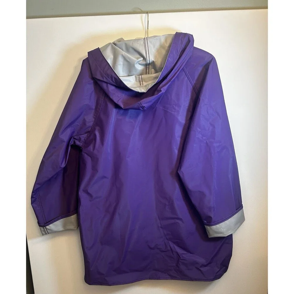 The Slicker Purple Reversible Hooded Raincoat Waterproof Vinyl Womens M Coat EUC - Picture 6 of 13